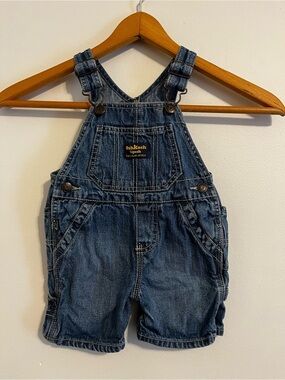 Vintage 90s OshKosh B’gosh Vestbak Blue Denim Jean Shortalls Overalls 12mo